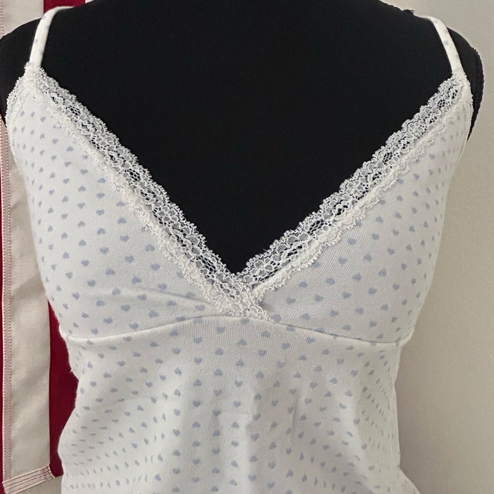 Brandy Melville White and Blue Hearts Tank - Picture 2 of 3